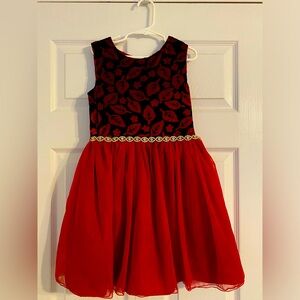 Beautiful girls formal dress red black sleeveless Purple Rose Holiday Christmas